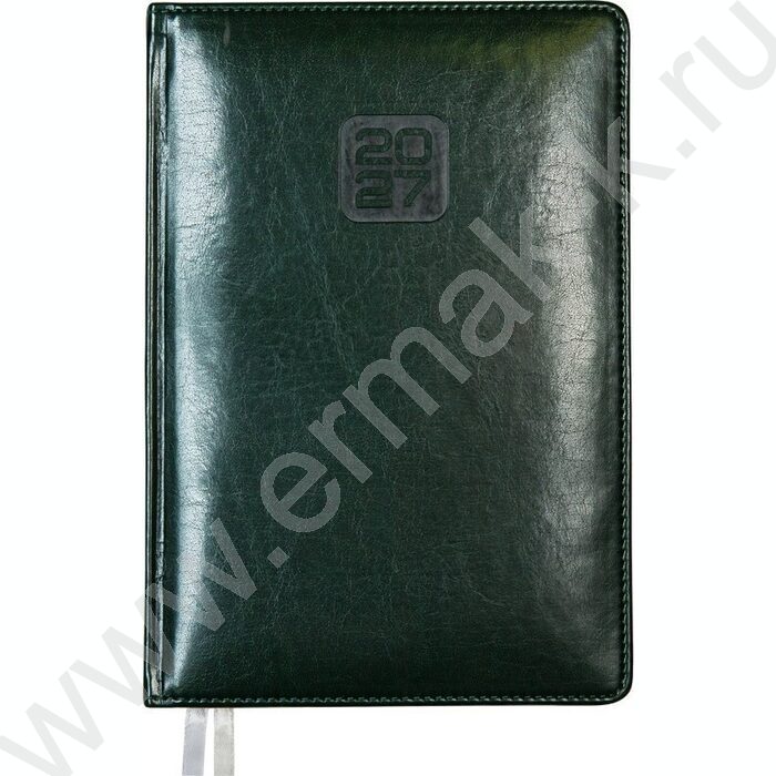 Ежедневник 2027г A5 168л "Bravo" зеленый /тв.обл. иск.кожа /золотой срез  /2 ляссе NEW | Фото 1