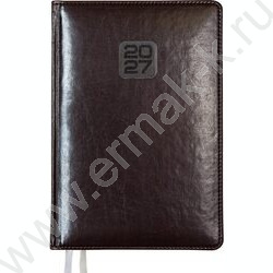 Ежедневник 2027г A5 168л "Bravo" бордовый /тв.обл. иск.кожа /золотой срез  /2 ляссе NEW | Фото 1