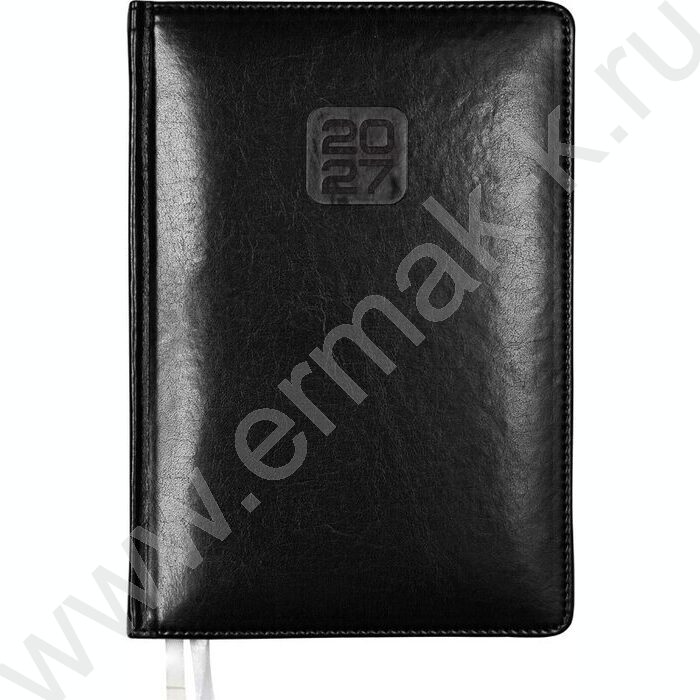 Ежедневник 2027г A5 168л "Bravo" черный /тв.обл. иск.кожа /золотой срез  /2 ляссе NEW | Фото 1