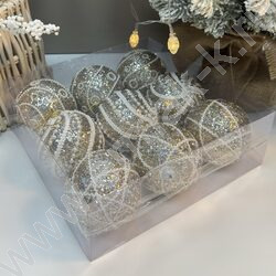 Набор новогодних шаров  Ø 8см. ассорти, 9шт - №7 NEW | Фото 2