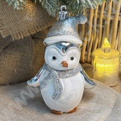 Новогодний сувенир "Пингвиненок в шарфе", серебро, 8*4,5*12см NEW | Фото 2