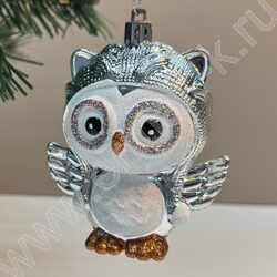 Новогодний сувенир "Сова", серебро, 8,5*5,5*11см NEW | Фото 1