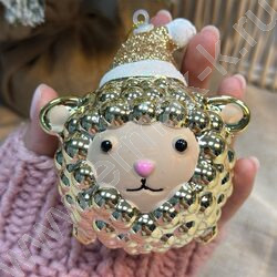 Новогодний сувенир "Барашек", золото, 8*7*10см NEW | Фото 3