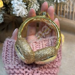Новогодний сувенир "Наушники", золото, 7,5*4*10,5см NEW | Фото 3