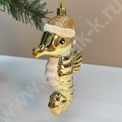 Новогодний сувенир "Морской конек", золото, 8*3*14 NEW | Фото 1