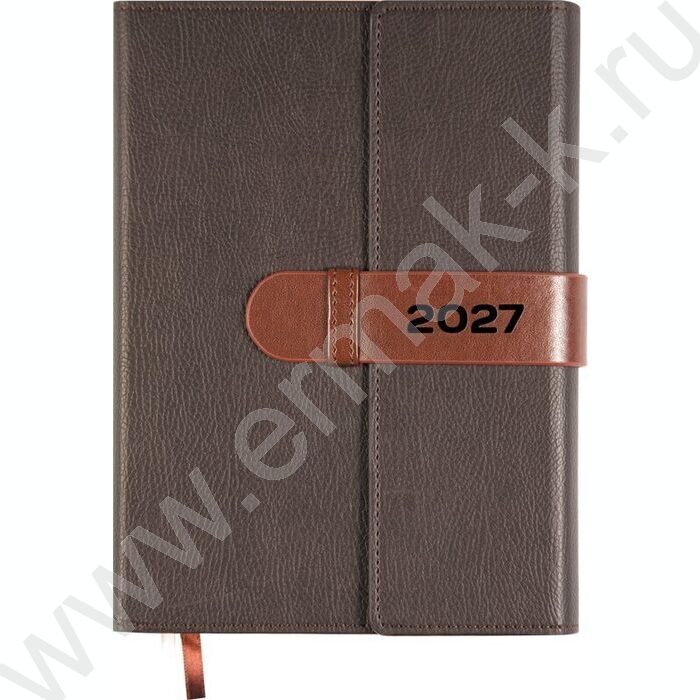 Ежедневник 2027г A5 168л "Tudor" коричневый /тв.обл. иск.кожа с поролоном /2 ляссе NEW | Фото 1
