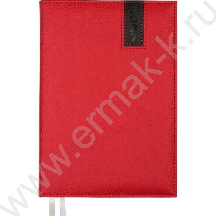 Ежедневник 2027г A5 167л "Vertical" красный /тв.обл. иск.кожа с поролоном /2 ляссе NEW | Фото 1