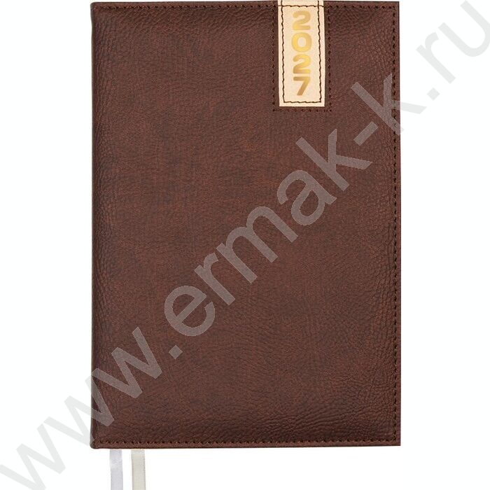 Ежедневник 2027г A5 167л "Vertical" коричневый /тв.обл. иск.кожа с поролоном /2 ляссе NEW | Фото 1