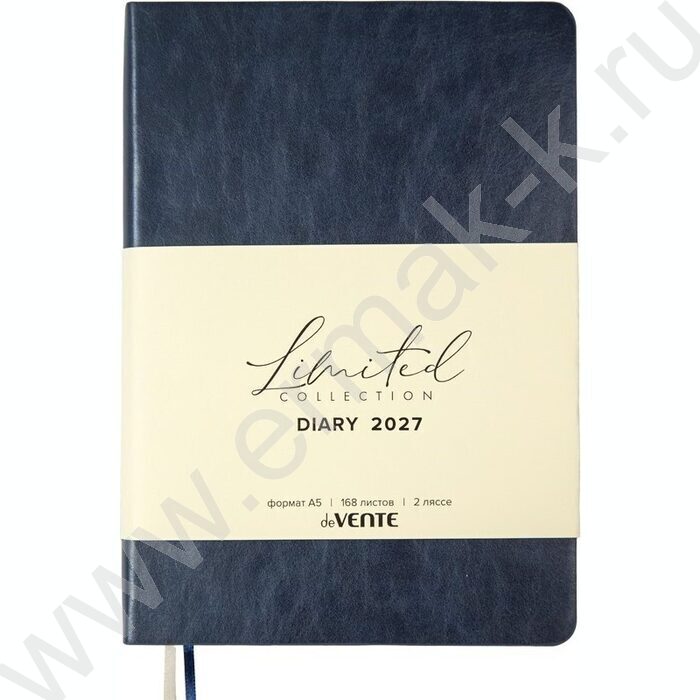 Ежедневник 2027г A5 168л "Orto" синий с синим срезом /мяг.обл. иск.кожа /2 ляссе NEW | Фото 1