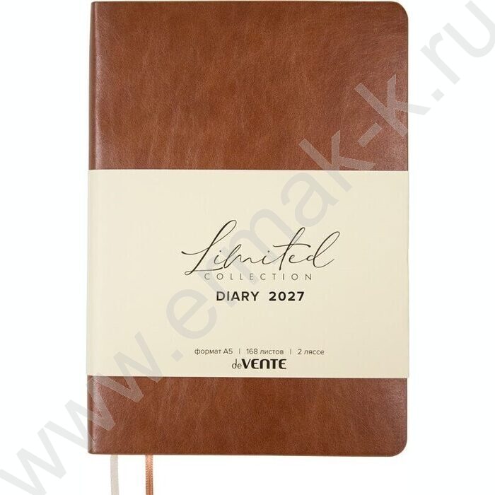 Ежедневник 2027г A5 168л "Orto" светло-корич. с светло-корич. срезом /мяг.обл. иск.кожа /2 ляссе NEW | Фото 1
