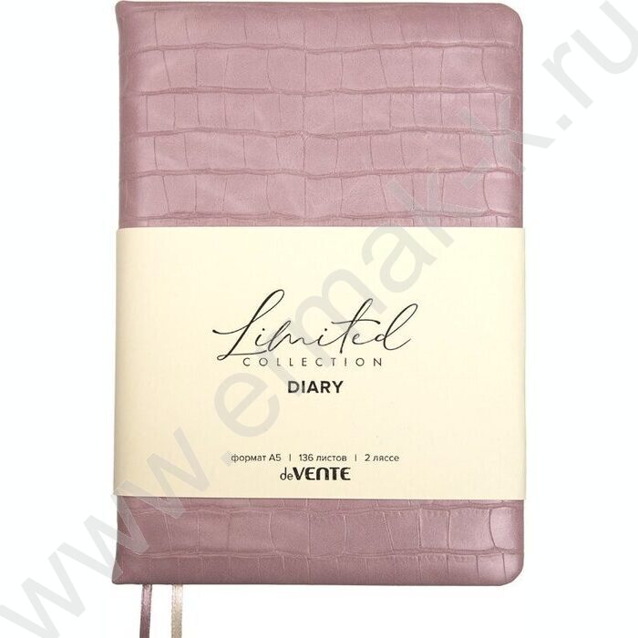 Ежедневник н/дат А5 160л "Barbara", розовый /тв.обл. иск.кожа /застежка на кнопке /2 ляссе NEW | Фото 1