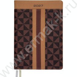 Ежедневник 2027г A5 168л "Expert" коричневый с бежевым /интеграл.комбинир.обл. иск.кожа /2 ляссе NEW | Фото 1