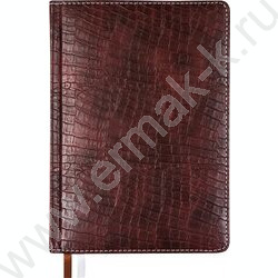 Ежедневник 2027г A5 168л "Croco" коричневый /тв.обл. иск.кожа  с поролоном /2 ляссе NEW | Фото 1