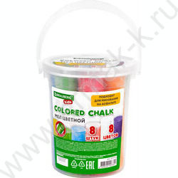 Мел цветной  8цв д/асфальта ведро, круглый NEW | Фото 1