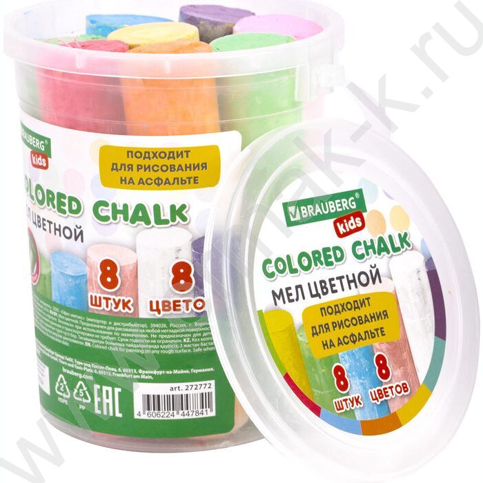 Мел цветной  8цв д/асфальта ведро, круглый NEW | Фото 2