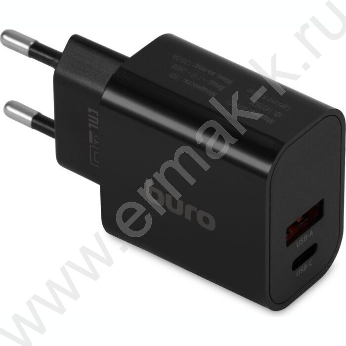 Сетевое зар./устр. BUWD1 20W 3A (PD+QC) USB-C/USB-A универсальное /черный NEW | Фото 3
