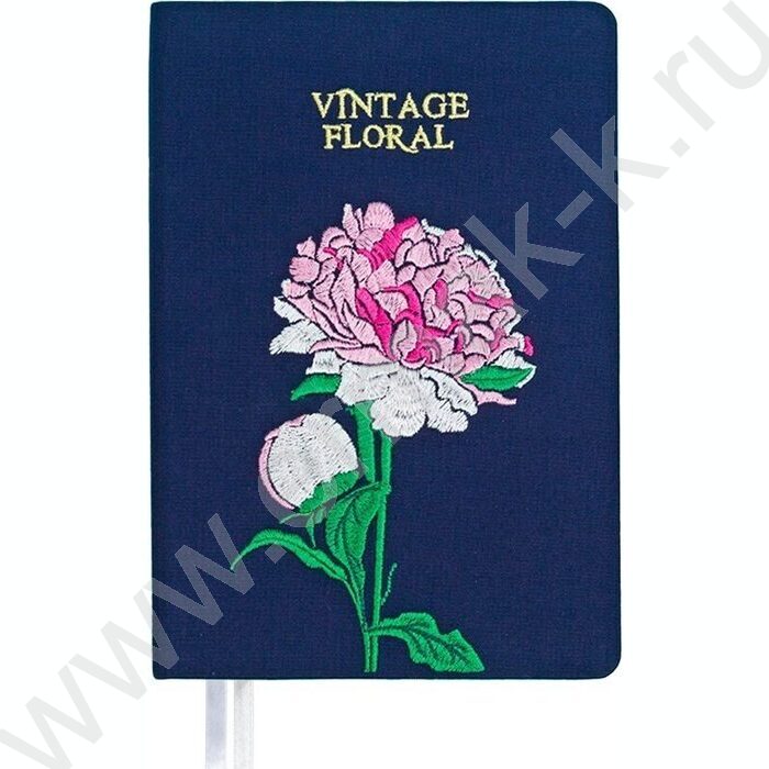 Ежедневник н/дат A5 160л "Vintage Floral" пион /тв.обл. из ткани /2 ляссе NEW | Фото 1