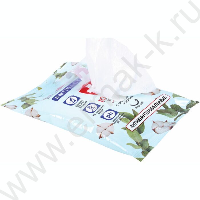 Салфетки влажные  15шт "Antibacterial" /антибактериальные, с экстрактом хлопка NEW | Фото 3