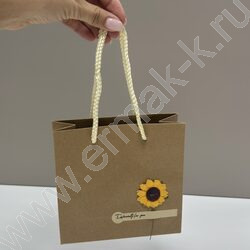 Пакет подарочный 15*14,5*6см. "Подсолнух" /крафт NEW | Фото 4