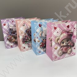 Пакет подарочный детский 18*23*10см. "Мишка в шапочке" /ассорти NEW | Фото 3