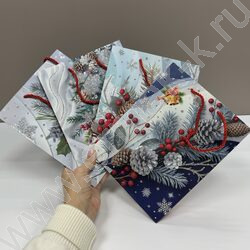 Пакет подарочный 18*23*10см. "Новый год. Шишки" /ассорти NEW | Фото 3