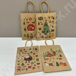Пакет подарочный крафт 21*15*8см. "Новогодняя символика №2" /ассорти NEW | Фото 2