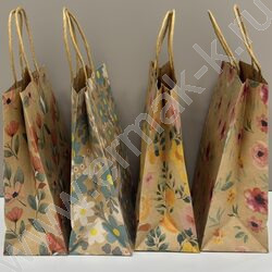 Пакет подарочный крафт 21*15*8см. "Цветы" /ассорти NEW | Фото 4