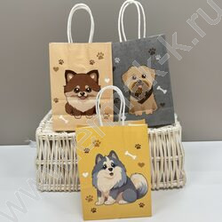 Пакет подарочный крафт 21*15*8см. "Собачки /ассорти NEW | Фото 2