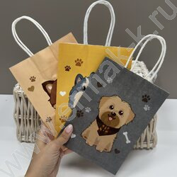 Пакет подарочный крафт 21*15*8см. "Собачки /ассорти NEW | Фото 4