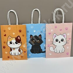 Пакет подарочный крафт 21*15*8см. "Котята /ассорти NEW | Фото 1
