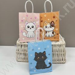 Пакет подарочный крафт 21*15*8см. "Котята /ассорти NEW | Фото 2