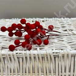 Новогодний сувенир "Ветка с бархатными шарами" 22см. /красная NEW | Фото 2