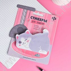 Стикеры д/заметок 73*100мм /60шт Серый котенок /вырубка NEW | Фото 5