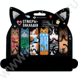 Стикеры-закладки пластиковые 22*72мм /6*20шт Веселые коты /фигурные NEW | Фото 2