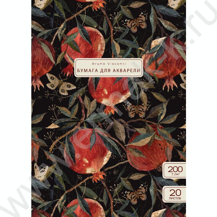 Папка д/акварели А3 20л 200г/м2 "Flora.Гранат" NEW | Фото 1