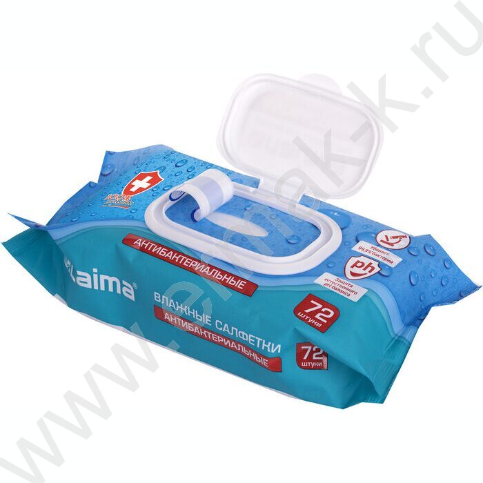 Салфетки влажные  72шт "Antibacterial" /антибактериальные /с пластиковым клапаном NEW | Фото 3