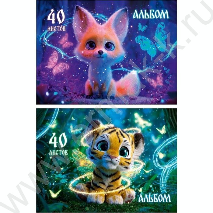 Альбом д/рисования-спираль 40л "Волшебные зверята-1" ассорти NEW | Фото 1