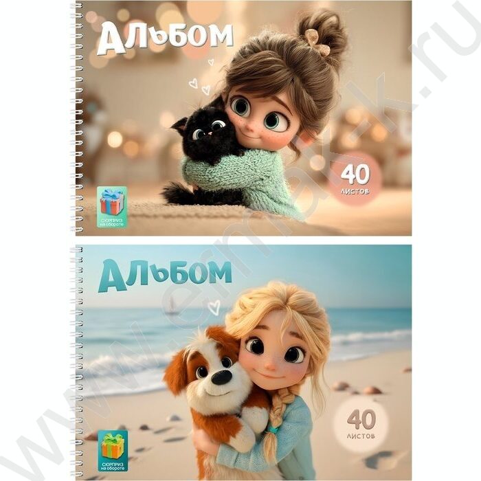 Альбом д/рисования-спираль 40л "Любимые питомцы-1" ассорти NEW | Фото 1