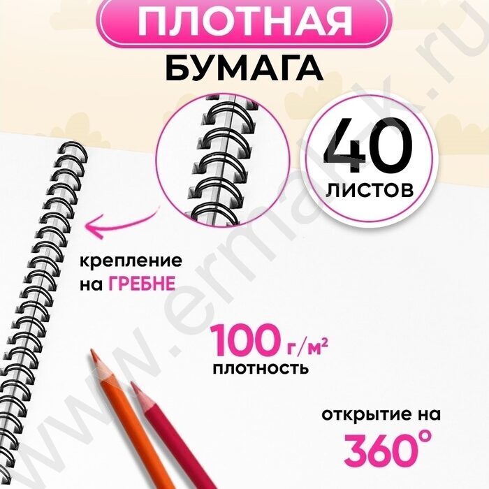 Альбом д/рисования-спираль 40л "Милые девочки-1" ассорти NEW | Фото 4
