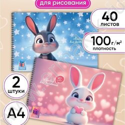 Альбом д/рисования-спираль 40л "Милые зайчики-2" ассорти NEW | Фото 2