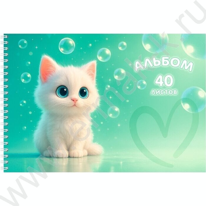 Альбом д/рисования-спираль 40л "Милые котики-10" ассорти NEW | Фото 3