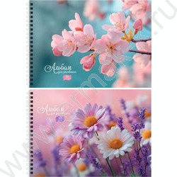 Альбом д/рисования-спираль 40л "Нежные цветы-23" ассорти NEW | Фото 1