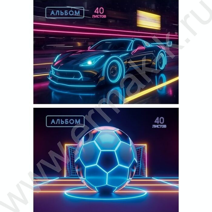 Альбом д/рисования-спираль 40л "Неоновый дизайн-1" ассорти NEW | Фото 1