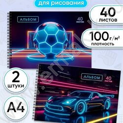 Альбом д/рисования-спираль 40л "Неоновый дизайн-1" ассорти NEW | Фото 2