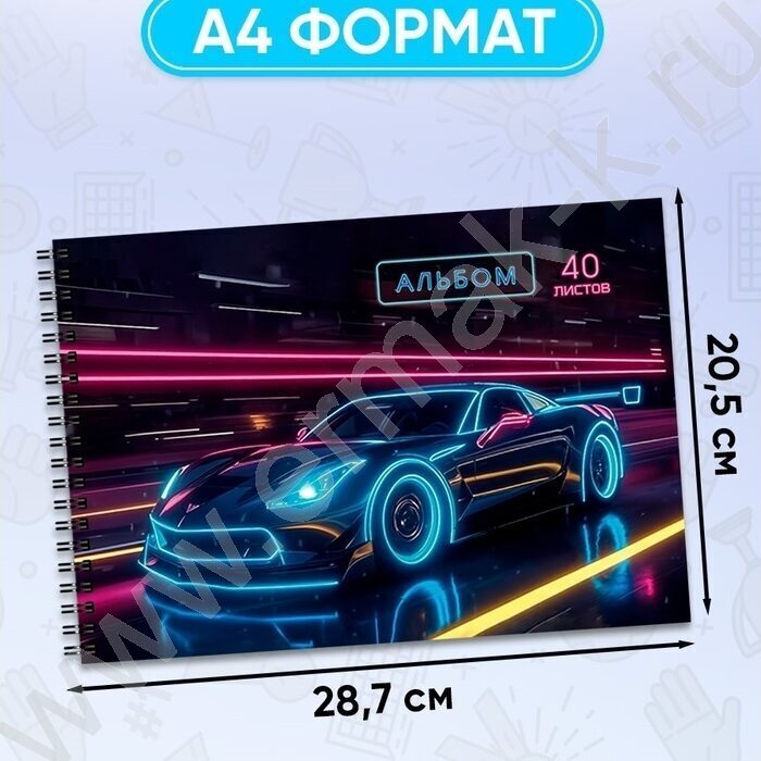 Альбом д/рисования-спираль 40л "Неоновый дизайн-1" ассорти NEW | Фото 3