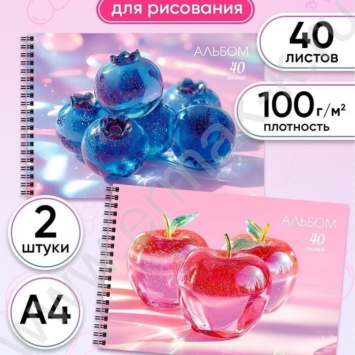 Альбом д/рисования-спираль 40л "Стеклянные плоды" ассорти NEW | Фото 2