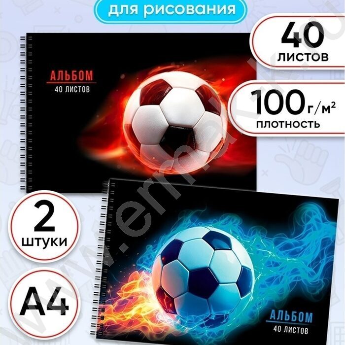 Альбом д/рисования-спираль 40л "Футбольный мяч-31" ассорти NEW | Фото 2