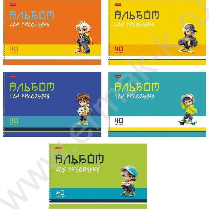 Альбом д/рисования-спираль пл.об. 40л "Крутые парни" ассорти NEW | Фото 1