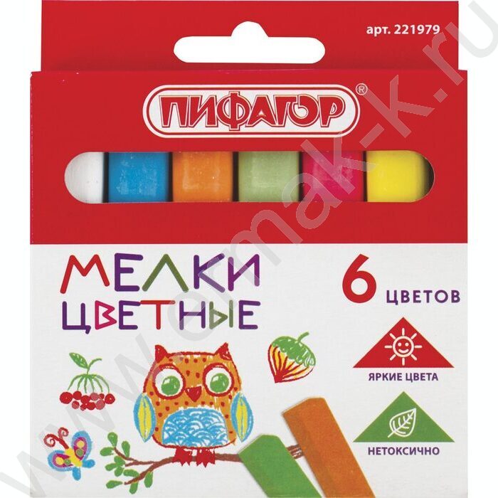 Мел цветной  6шт, квадратный /европодвес NEW | Фото 1