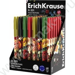 Ручка шар R-301 Stick&Grip Folk Motives 0,7мм, синяя с резин.держателем NEW | Фото 2